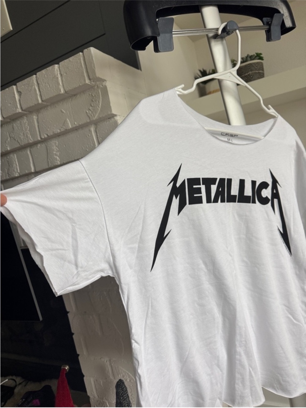 Women’s Metallica Cotton Boxy Top/Shirt/Blouse Sz M/L Boatneck - Picture 4 of 8